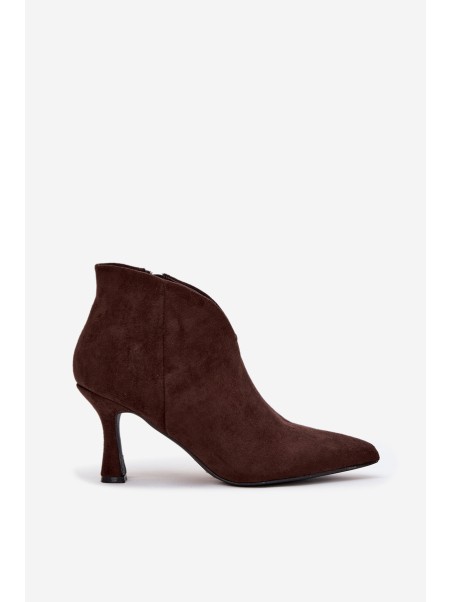 Low Women's Ankle Boots On Heel Eco Suede Chocolate Jolivra