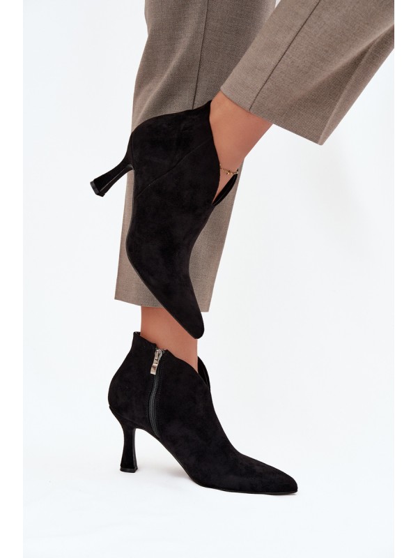 Low Women's Heeled Boots Eco Suede Black Jolivra