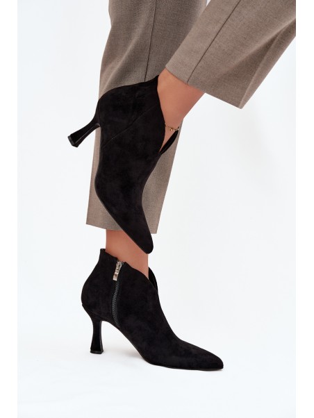 Low Women's Heeled Boots Eco Suede Black Jolivra