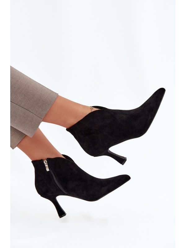 Low Women's Heeled Boots Eco Suede Black Jolivra