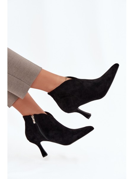 Low Women's Heeled Boots Eco Suede Black Jolivra