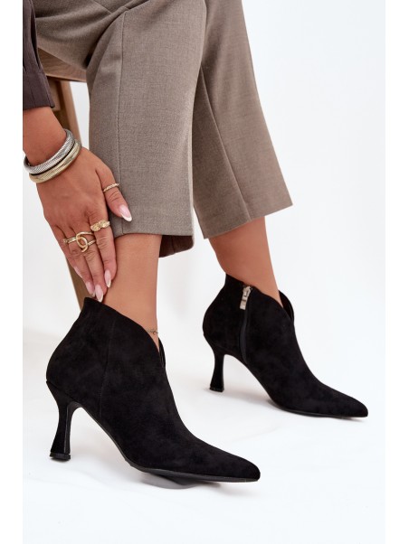 Low Women's Heeled Boots Eco Suede Black Jolivra