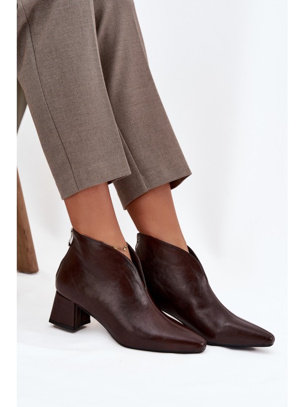 Eco Leather Women's Ankle Boots On Heel Chocolate Rylina