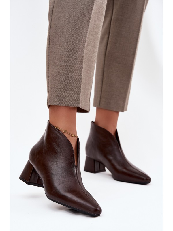 Eco Leather Women's Ankle Boots On Heel Chocolate Rylina