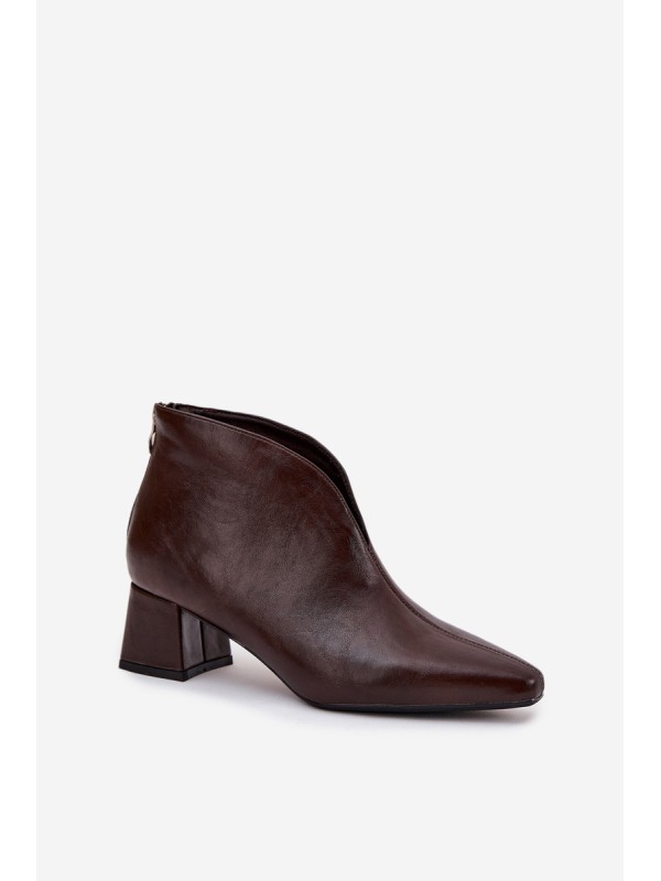 Eco Leather Women's Ankle Boots On Heel Chocolate Rylina