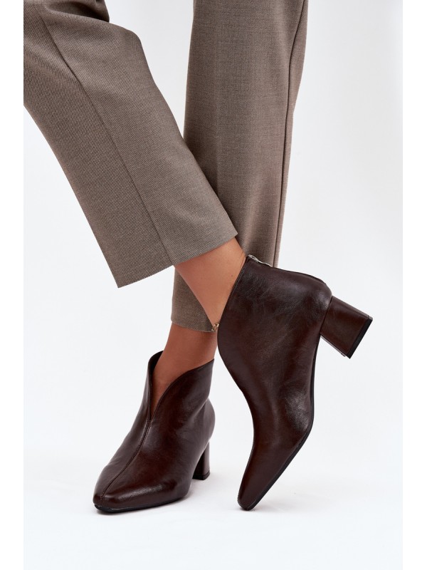 Eco Leather Women's Ankle Boots On Heel Chocolate Rylina