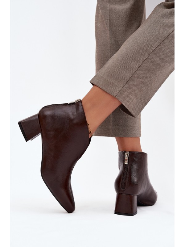 Eco Leather Women's Ankle Boots On Heel Chocolate Rylina