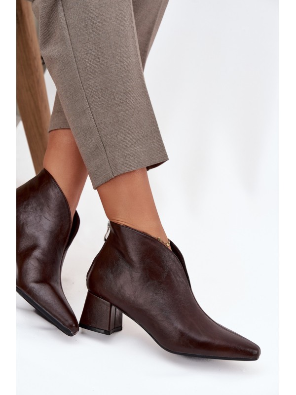 Eco Leather Women's Ankle Boots On Heel Chocolate Rylina