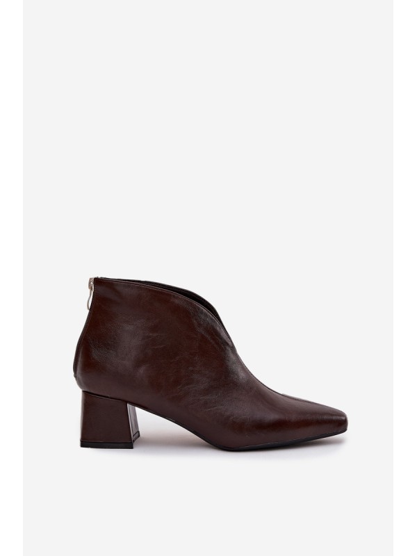 Eco Leather Women's Ankle Boots On Heel Chocolate Rylina