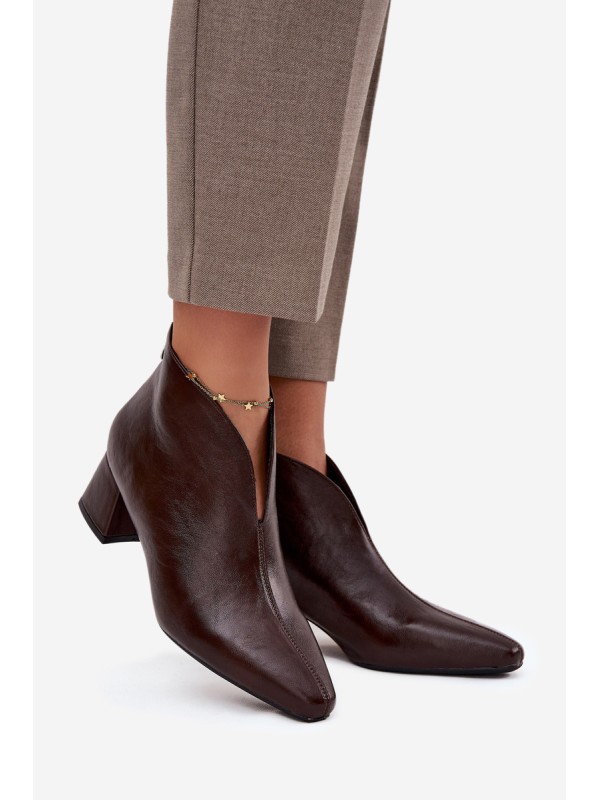 Eco Leather Women's Ankle Boots On Heel Chocolate Rylina