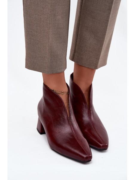 Eco Leather Women's Ankle Boots Heeled Bordeaux Rylina