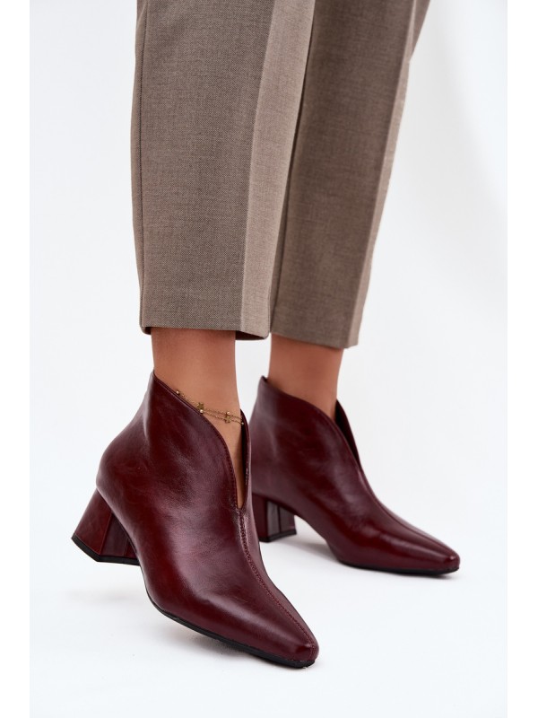 Eco Leather Women's Ankle Boots Heeled Bordeaux Rylina 2