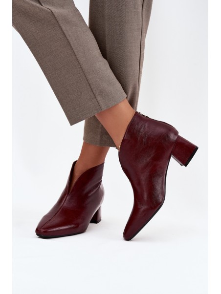 Eco Leather Women's Ankle Boots Heeled Bordeaux Rylina