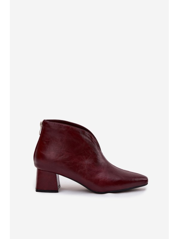 Eco Leather Women's Ankle Boots Heeled Bordeaux Rylina