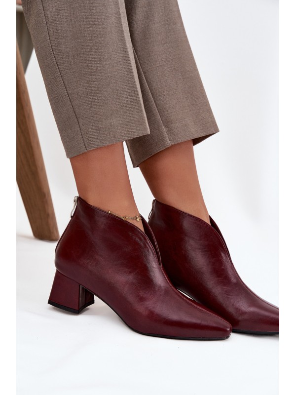 Eco Leather Women's Ankle Boots Heeled Bordeaux Rylina