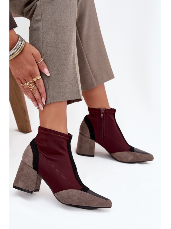 Women's ankle boots with chunky heel zip Bordeaux Delvane