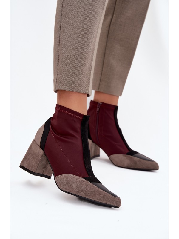 Women's ankle boots with chunky heel zip Bordeaux Delvane 2