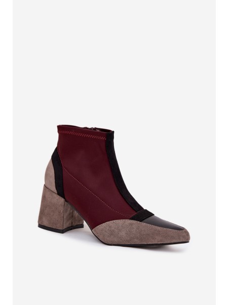 Women's ankle boots with chunky heel zip Bordeaux Delvane