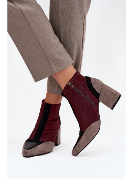 Women's ankle boots with chunky heel zip Bordeaux Delvane