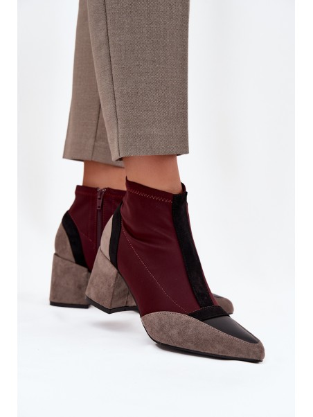 Women's ankle boots with chunky heel zip Bordeaux Delvane