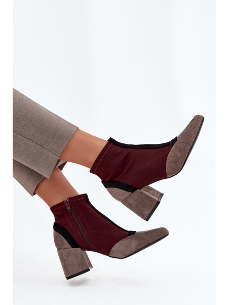 Women's ankle boots with chunky heel zip Bordeaux Delvane