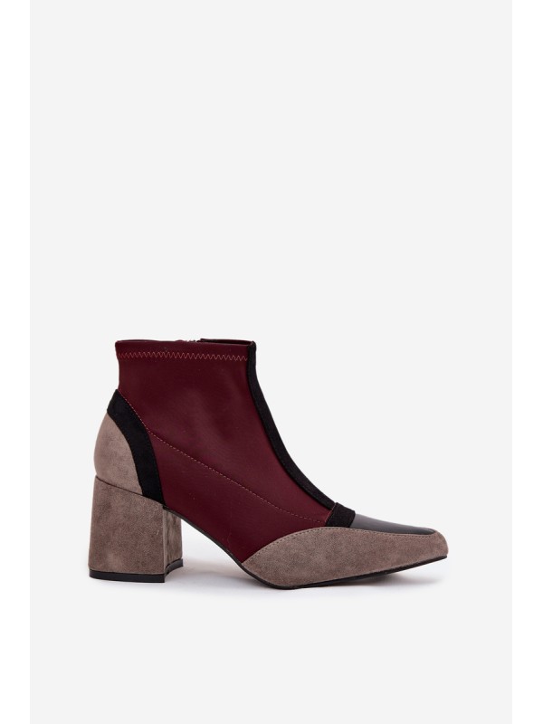 Women's ankle boots with chunky heel zip Bordeaux Delvane