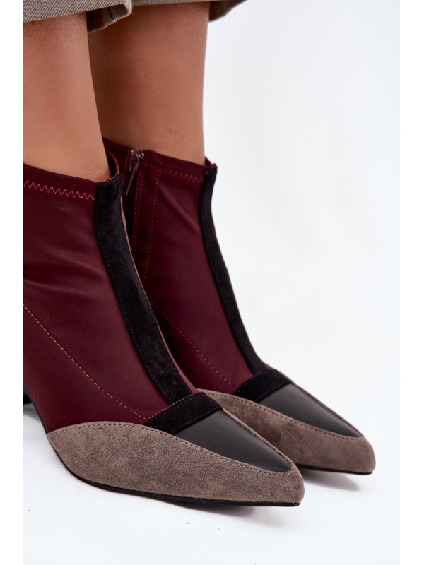 Women's ankle boots with chunky heel zip Bordeaux Delvane