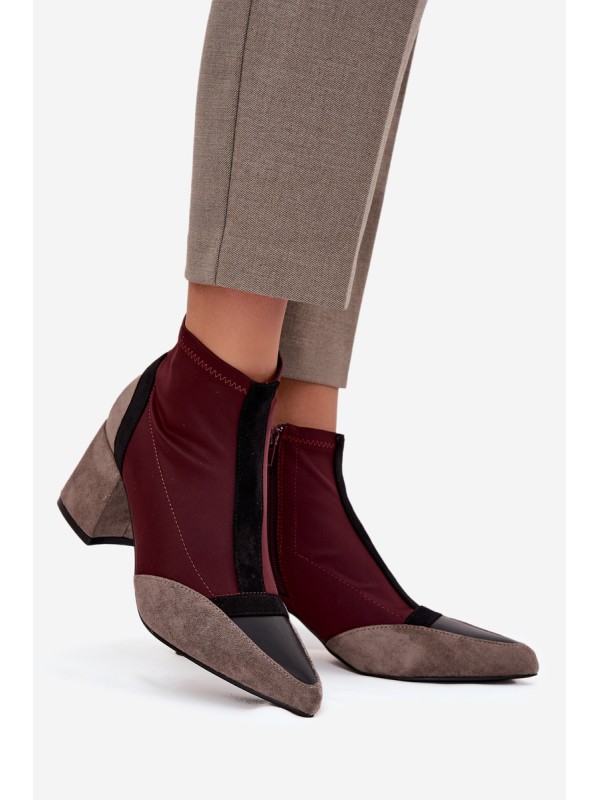 Women's ankle boots with chunky heel zip Bordeaux Delvane