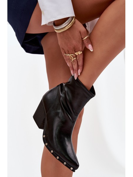Women's cowboy boots made of eco leather with heel black Abrielle