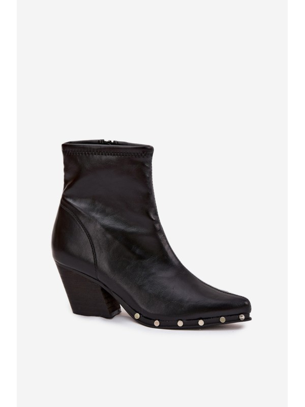 Women's cowboy boots made of eco leather with heel black Abrielle