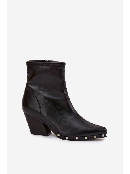 Women's cowboy boots made of eco leather with heel black Abrielle