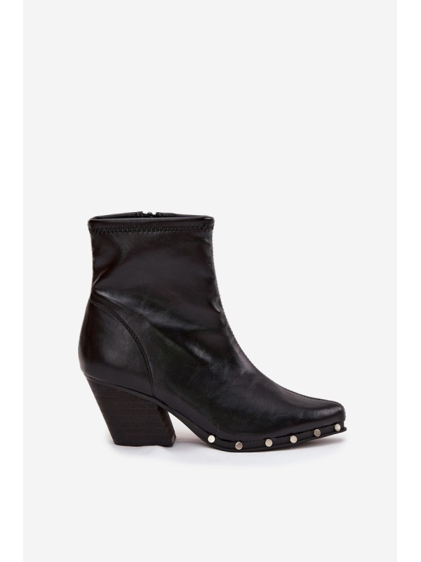 Women's cowboy boots made of eco leather with heel black Abrielle
