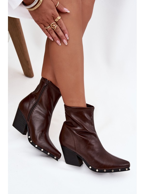 Women's Cowboy Boots Made of Eco Leather with Heel Brown Abrielle