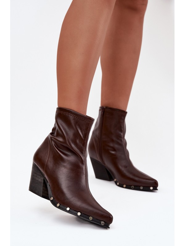 Women's Cowboy Boots Made of Eco Leather with Heel Brown Abrielle