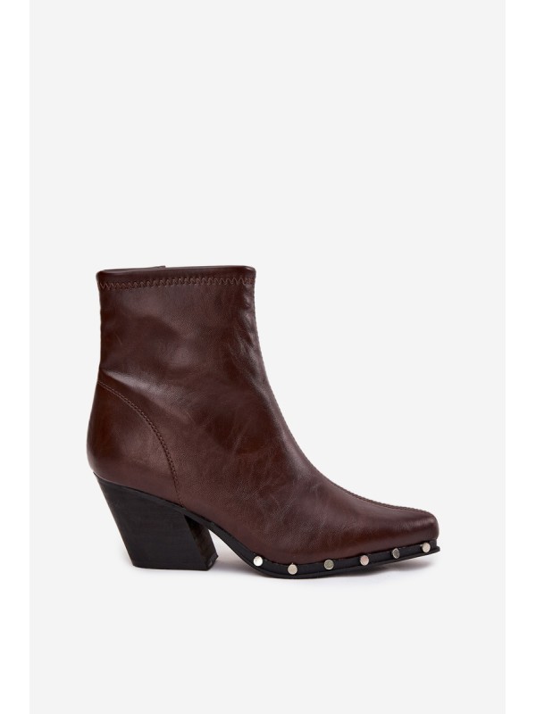 Women's Cowboy Boots Made of Eco Leather with Heel Brown Abrielle