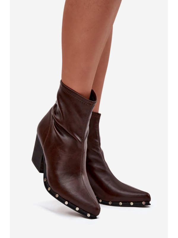 Women's Cowboy Boots Made of Eco Leather with Heel Brown Abrielle