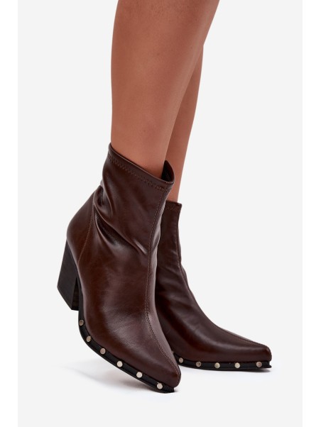 Women's Cowboy Boots Made of Eco Leather with Heel Brown Abrielle