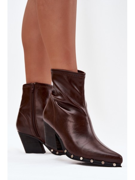 Women's Cowboy Boots Made of Eco Leather with Heel Brown Abrielle