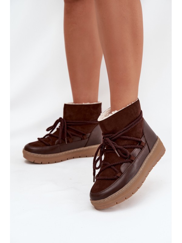 Women's Snow Boots With Laces Chocolate Rebekah