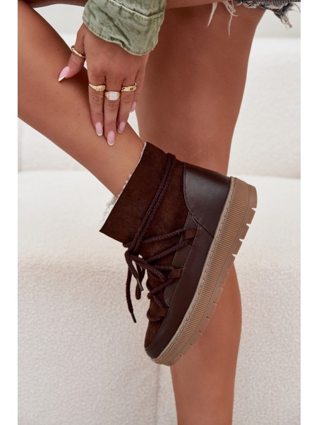 Women's Snow Boots With Laces Chocolate Rebekah