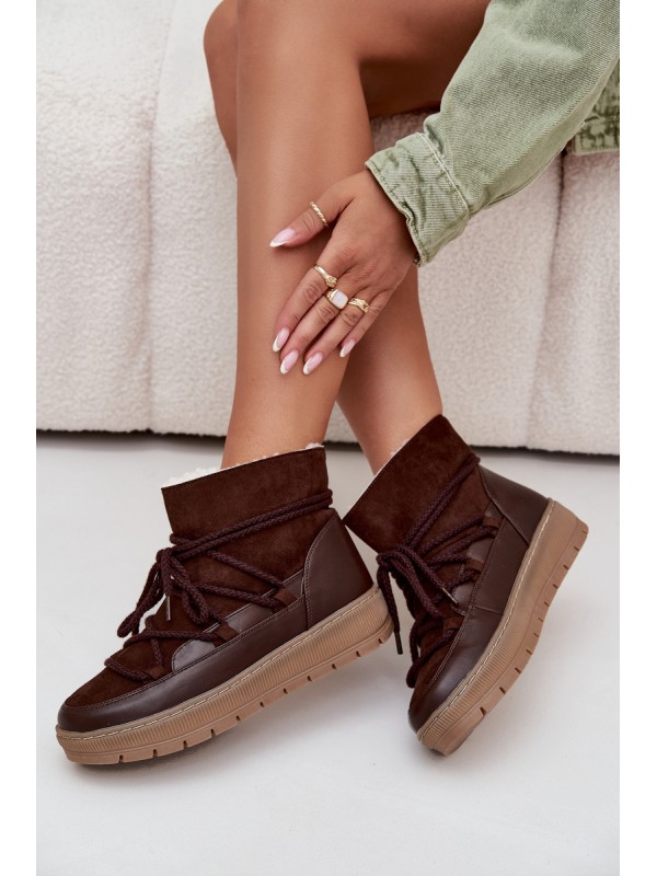 Women's Snow Boots With Laces Chocolate Rebekah