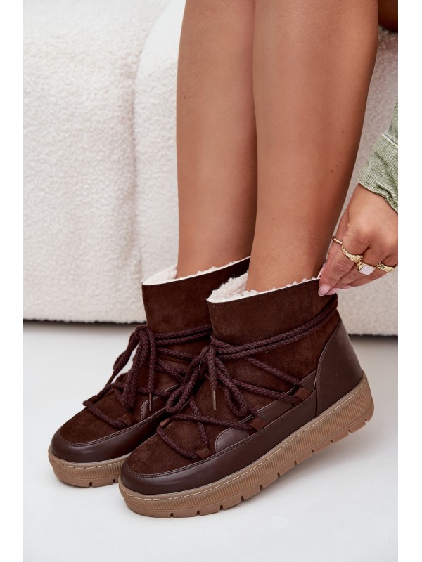 Women's Snow Boots With Laces Chocolate Rebekah
