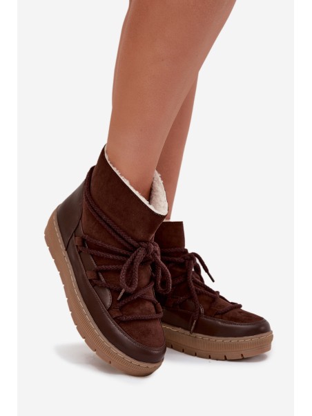 Women's Snow Boots With Laces Chocolate Rebekah