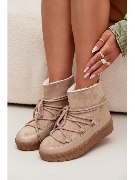 Women's Snow Boots with Laces Beige Rebekah