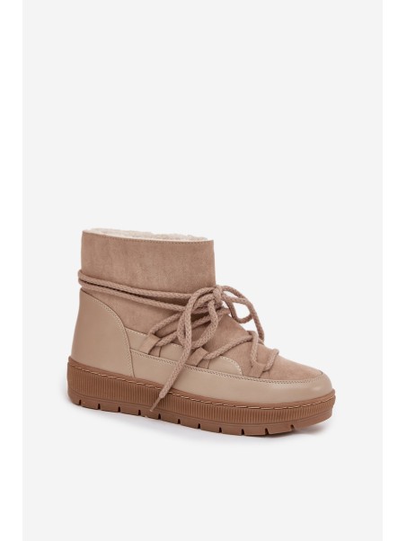 Women's Snow Boots with Laces Beige Rebekah
