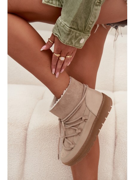 Women's Snow Boots with Laces Beige Rebekah