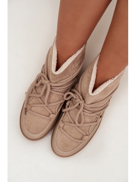 Women's Snow Boots with Laces Beige Rebekah