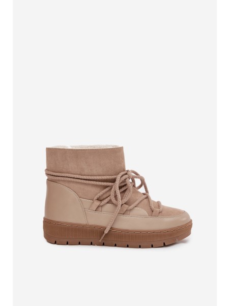 Women's Snow Boots with Laces Beige Rebekah