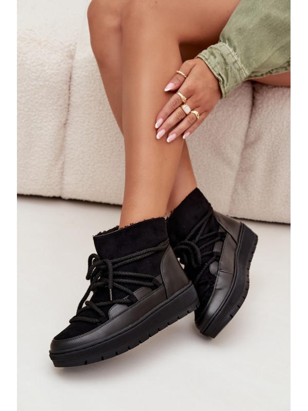 Women's Snow Boots with Laces Black Rebekah
