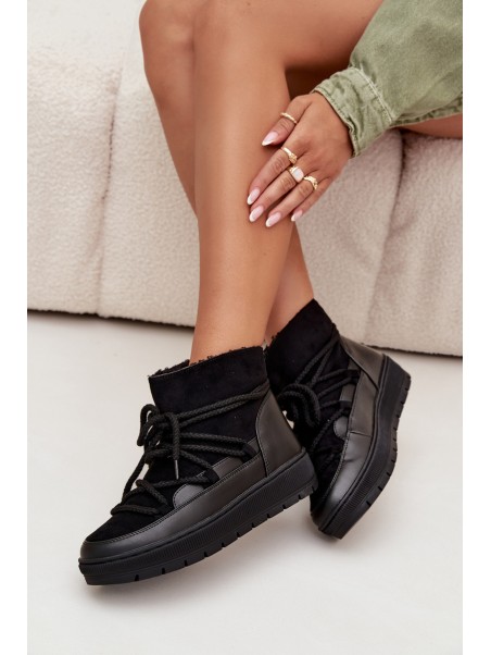 Women's Snow Boots with Laces Black Rebekah